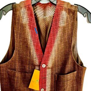 ETRO Milano Women's Checked Wool/Cotton Vest. Size IT 48. Made in Italy.